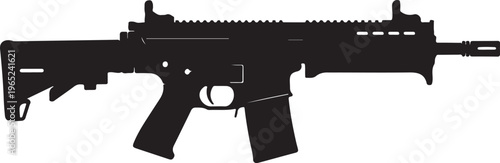 Black rifle silhouette, assault rifle icon, gun vector, firearm illustration