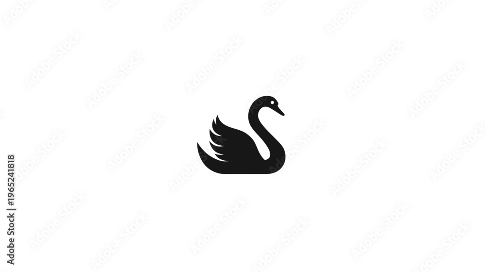 Obraz premium A simple, minimalist silhouette of a swan against a white background. It is a sleek, elegant design