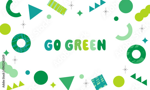 エコをイメージした幾何学フレーム　背景・模様・自然・植物・アウトドア・春・初夏・夏