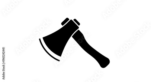 Vector illustration of black silhouette icon of a hatchet axe on a transparent background