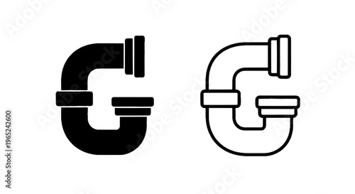Vector illustration of letter g made of plumbing pipes, industrial alphabet, vector illustration on a transparent background