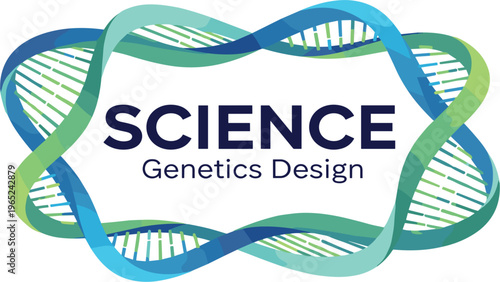 Science genetics design concept with DNA helix frame modern biotechnology research banner template for biology laboratory innovation and genetic engineering theme