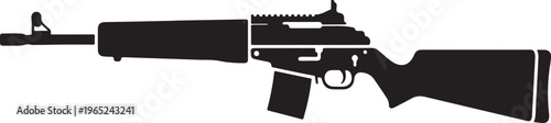 Rifle, assault rifle, gun, black silhouette, weapon, vector illustration, firearm, military