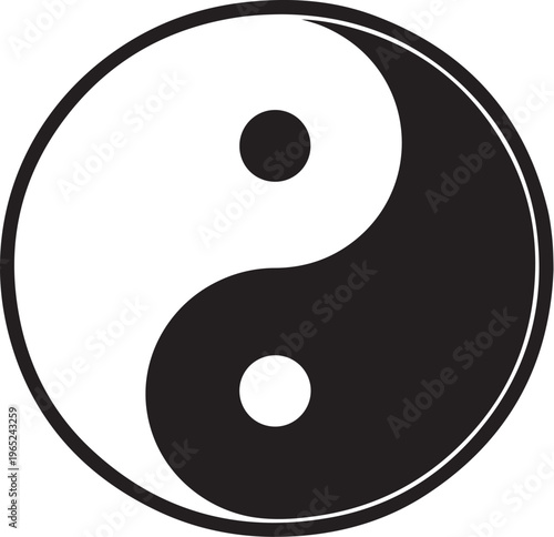 Yin Yang symbol, black and white vector icon, balance emblem, harmony logo