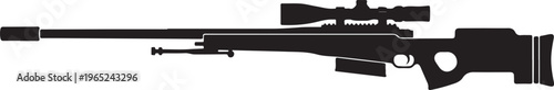 Rifle, sniper rifle, hunting rifle, gun, firearm, vector illustration, black, silhouette, scope, weapon