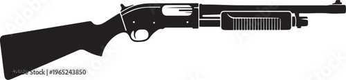 Rifle, shotgun, black, vector, illustration, firearm, weapon, silhouette, hunting, outdoors
