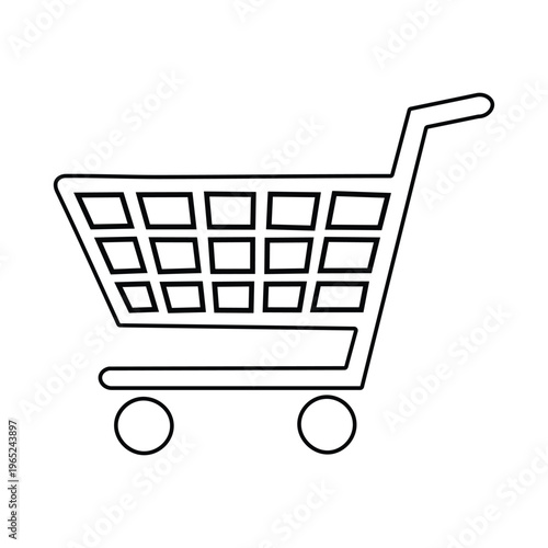 A line drawing of a shopping cart