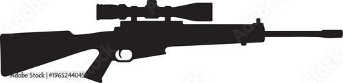 Rifle silhouette, sniper gun icon, black firearm vector, hunting weapon outline
