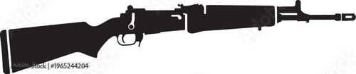 Rifle, assault rifle, gun, black silhouette, vector illustration, firearm, weapon, military