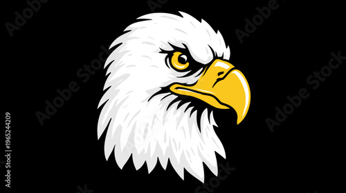 A stylized illustration of a majestic bird of prey, depicted with fierce intensity