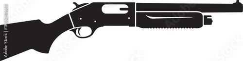 Shotgun, black silhouette, firearm icon, vector illustration, hunting, weapon design element