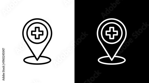 Location  White Icon Set Design