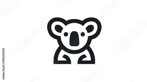 A simplified, line art illustration of a koala bear in black, against a clean white background