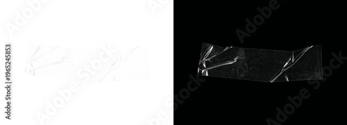 Obraz na plátně Roll of transparent adhesive tape on black background