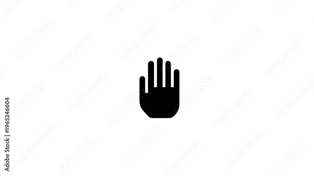 Obraz premium A simple, black hand icon with fingers outstretched, positioned centrally on a blank white canvas