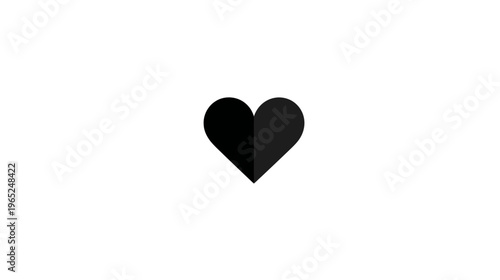 A black heart divided into two halves set against a white background