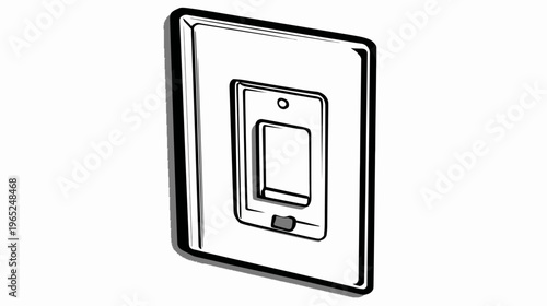 A white square with a smaller recessed area containing an additional square, with a small button
