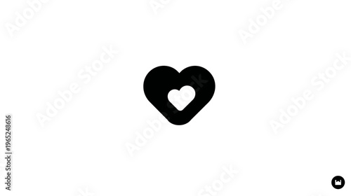 A simple black heart outline with a smaller heart inside, centered on a white background