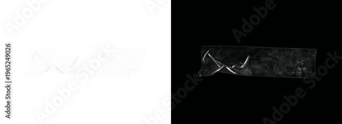 Foto Roll of transparent tape on black background with white surface