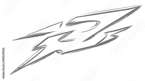 Gray abstract design on white background, composed of intersecting brushstroke-like shapes