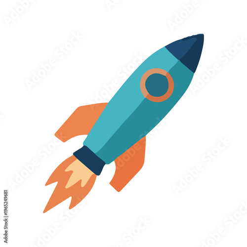 Cartoon Rocket Launching Up