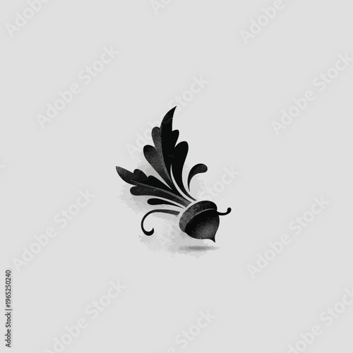 A stylized black floral design on a pale grey background. It appears to be a decorative element