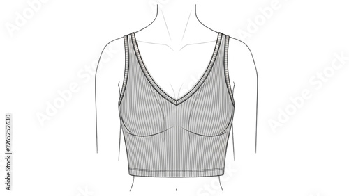 Vector CAD design style illustration of woman wearing sports bra