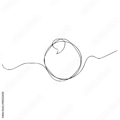 Abstract single line drawing of a circle with flowing lines on a white background, minimalist graphic art