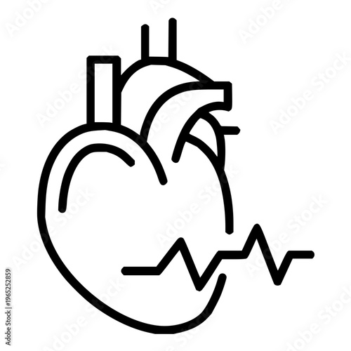 Icon of a human heart with a cardiogram line representing a heartbeat, symbolizing health and life