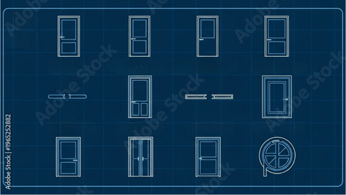 Vector CAD design style blueprint of a modern architectural floor plan