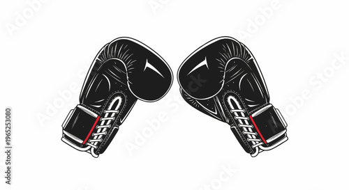 Detailed black boxing gloves with lace-up closure and red accents