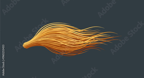 Flowing golden strands against a dark background