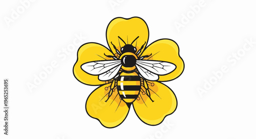 Cartoon bee with yellow flower petals