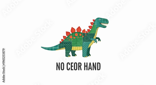 Quilted stegosaurus with text that says "NO CEOR HAND
