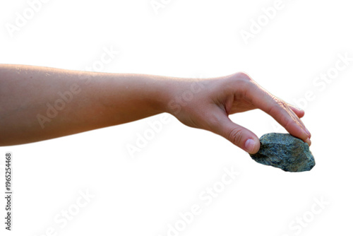 Photography Woman hand holding small grey stone