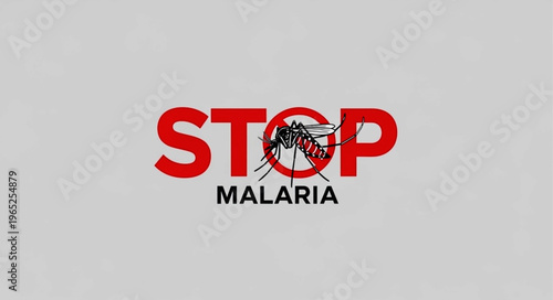 World Malaria Day Awareness Graphic with Stop Sign and Mosquito