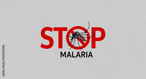 World Malaria Day Awareness Poster with Mosquito and Stop Sign