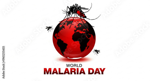 World Malaria Day Concept with Mosquito on Earth Globe Illustration