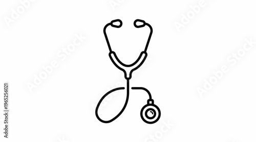 Stethoscope Vector Icon | Black Line Medical Illustration | Healthcare Symbol Graphic Design | Doctor Diagnostic Tool Vector Artwork | Medicine Equipment Outline Vector Drawing