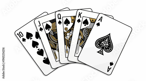 Royal Flush in Spades Vector Poker Cards Illustration | Casino Winning Hand Artwork | Gambling Icon Graphic Design | Playing Card Deck Vector Art