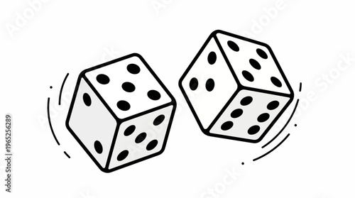 Rolling Dice Vector Illustration, Probability Chance Icon, Gaming Random Outcome Graphic, Casino Luck Symbol, Board Game Design Element, Mathematical Probability Art, Dice Vector Artwork