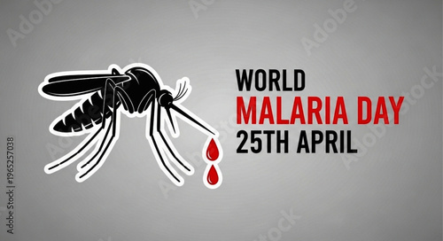 World Malaria Day 25th April Awareness Banner with Mosquito Vector