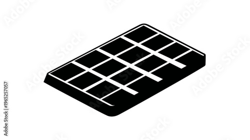 A black and white illustration of a rectangular object, divided into sections by lines