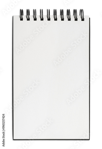 Blank open notebook isolated in transparent PNG, business stationery, school or art background, top view of mockup page, isolated design element