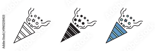 Confetti party popper icon graphic vector. icon collection