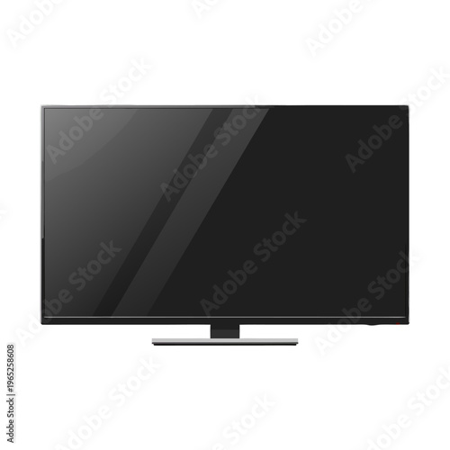 Flat screen television turned off on white studio background