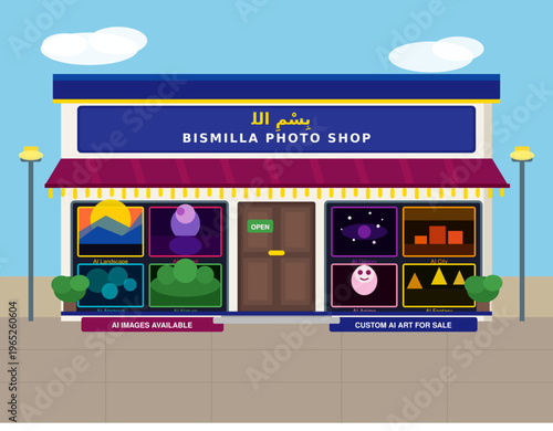 Bismilla Photo Shop AI Art Gallery Store Illustration Vector