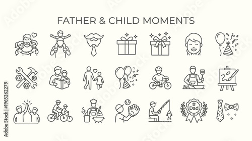 Modern Father’s Day Line Icon Set