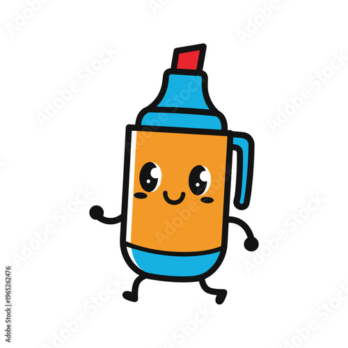 Cartoon character blue thermos mug.