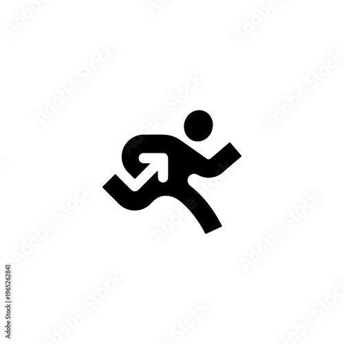 Running man logo icon with arrow, abstract fast delivery and business growth symbol